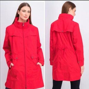 Cole Haan Packable Hooded Raincoat Red Size Small
